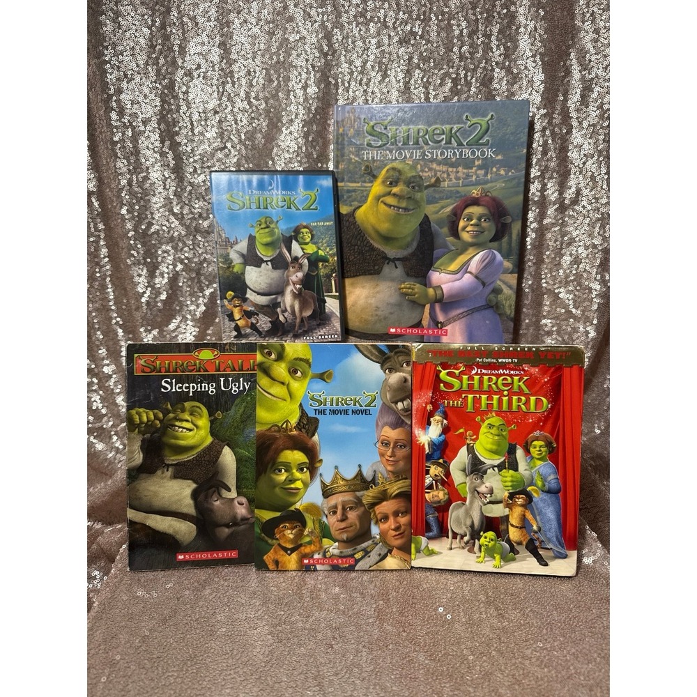 Shrek Book Lot of 5 Scholastic Shrek 2 The Movie Storybook Third Sleeping Ugly